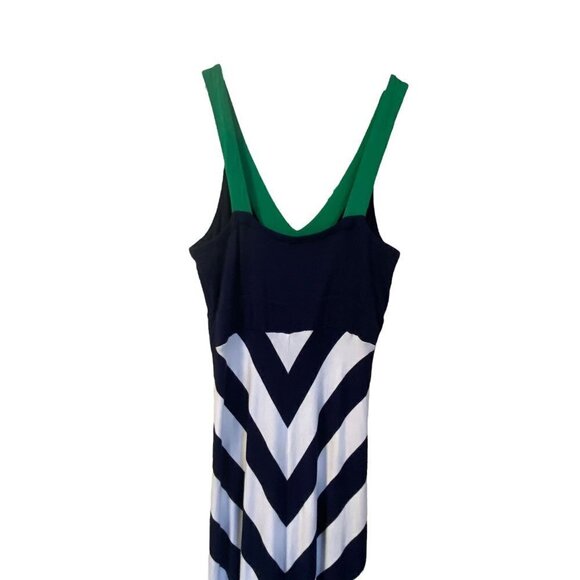 Neiman Marcus Maxi Dress Medium Stripe Blue Stretch Rayon Casual Sleeveless - Picture 9 of 13